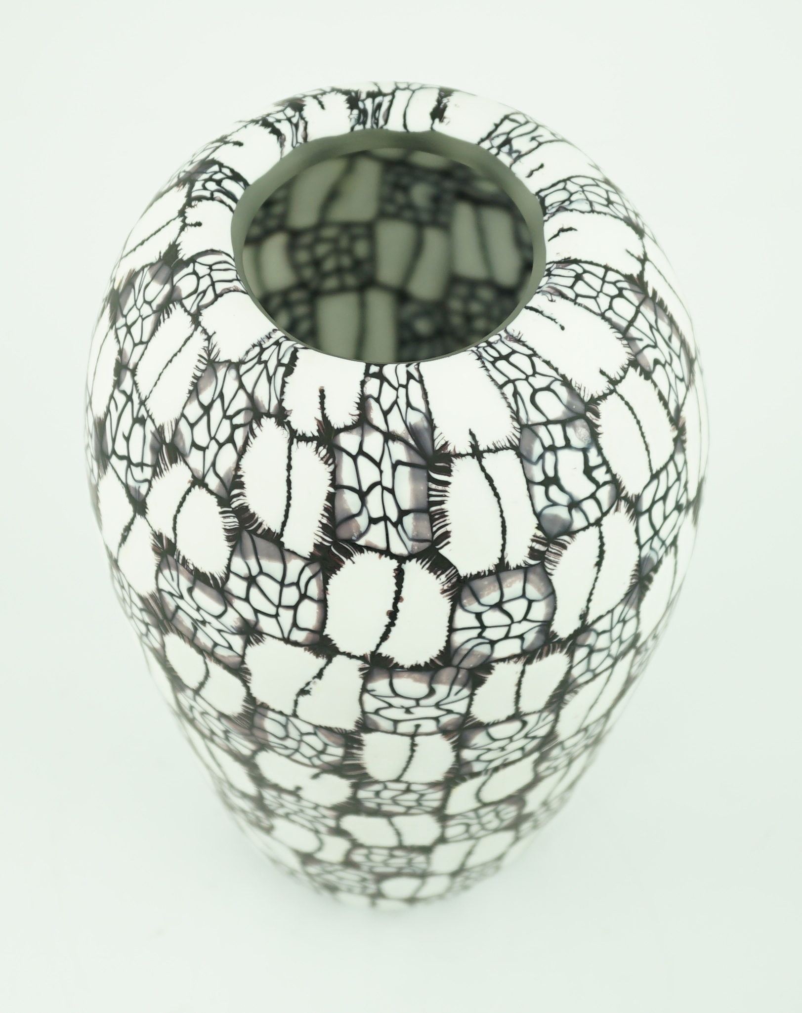 Vittorio Ferro (1932-2012) A Murano glass Murrine vase, with grey and white chequer pattern, signed, 29cm, Please note this lot attracts an additional import tax of 20% on the hammer price